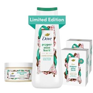 Dove Peppermint Bark Body Scrub Body Wash Beauty Bars Lot Holiday Treats NWT